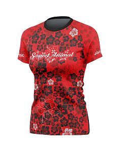 Funkční dámské sportovní volné triko Flowers červená