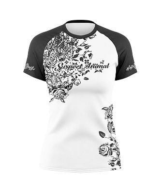 Funkční dámské sportovní volné triko Flowers bílá