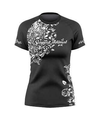 Funkční dámské sportovní volné triko Flowers černá